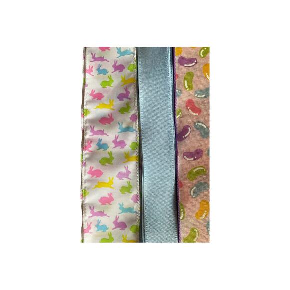 DIY Bunny Trail Easter Wreath Kit, Spring Jelly Bean Sign Ribbon Bundle Set - Picture 4 of 5